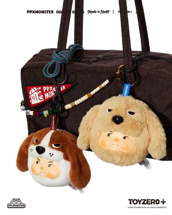 ﹝現貨﹞盲盒 PP X MONSTER - 狗狗出沒膠臉毛絨掛件系列 