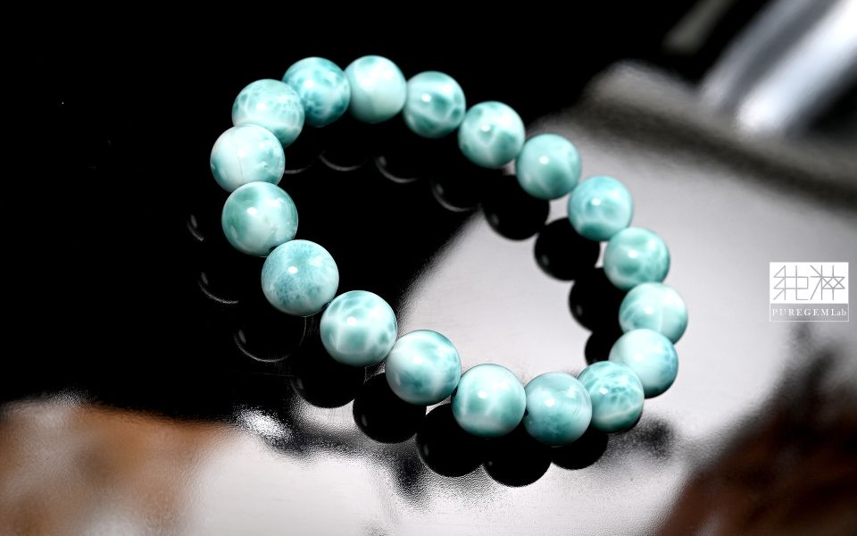 頂級天然多明尼加拉利瑪手珠 拉利瑪,海紋石,Larimar,藍色針鈉鈣石,多明尼加共和國,亞特蘭提斯之石