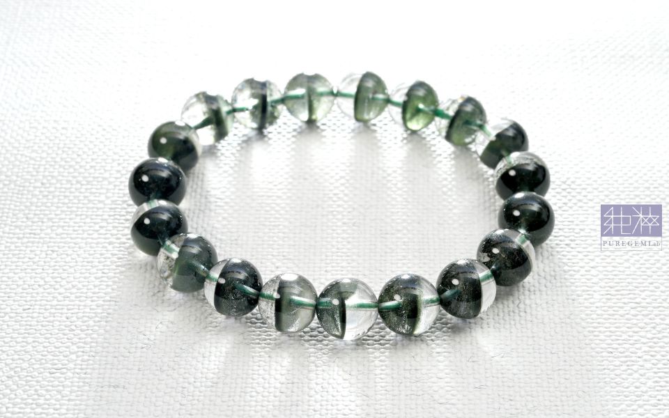 最高收藏級別 / 頂級少見淨體綠幽靈聚寶盆一線天手珠 幽靈水晶,幻影水晶,異象水晶,綠幽靈,紅幽靈,白幽靈,金字塔 Phantom Crystal、Ghost Crystal