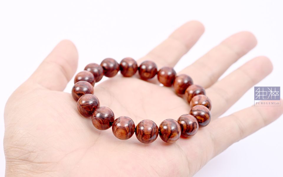 頂級降香正海南黃花梨稀有閃電紋對鬼眼手珠 海南黃花梨,鬼眼