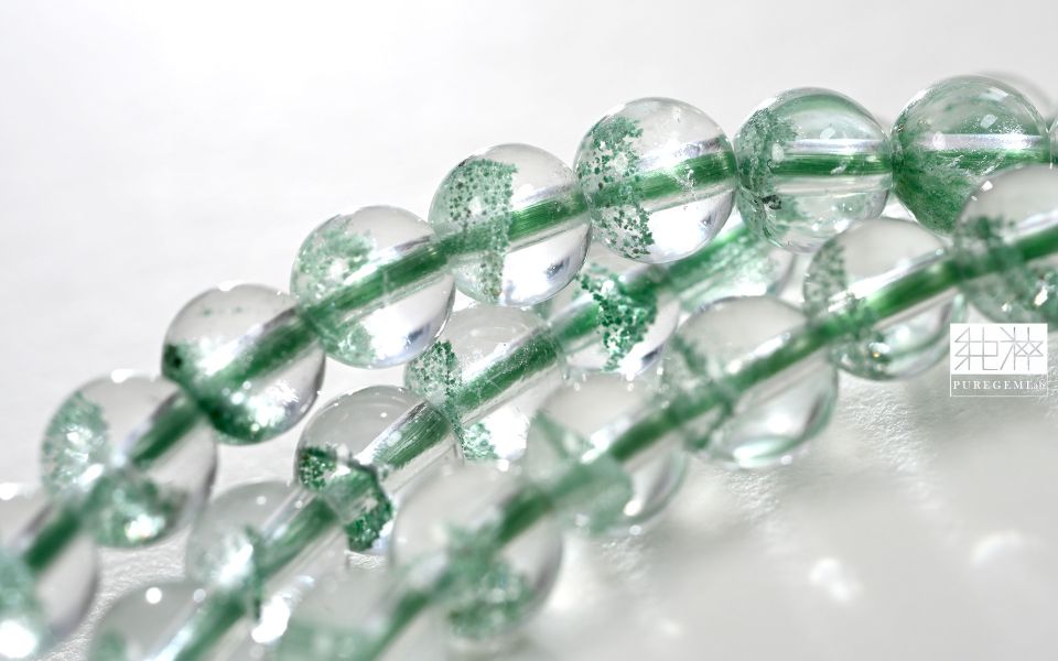 頂級逸品 / 頂端淨體翠幽金字塔三圈手珠 幽靈水晶,幻影水晶,異象水晶,綠幽靈,翠幽靈,金字塔 Phantom Crystal、Ghost Crystal