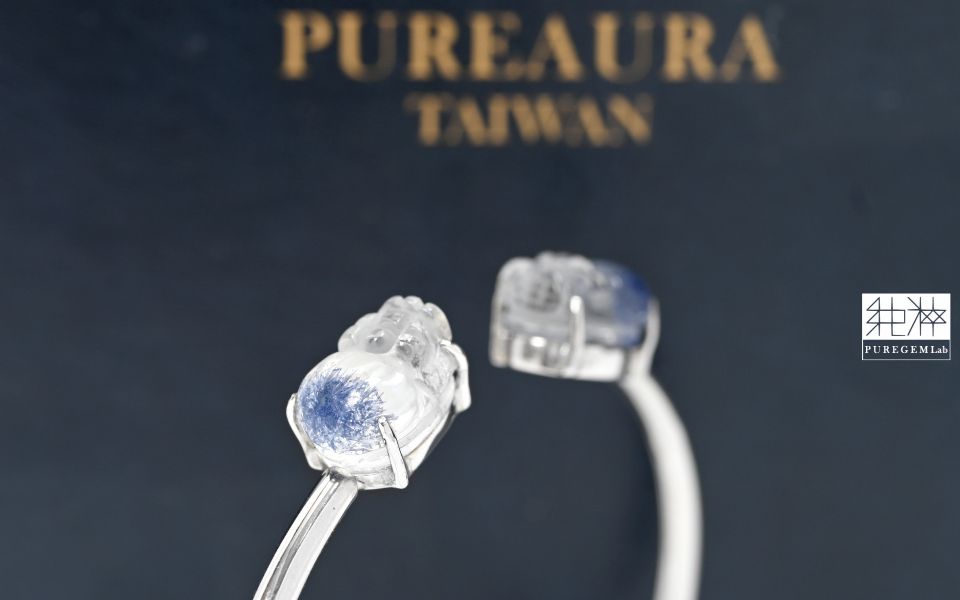 純粹出品 / 頂極淨透藍線石貔貅純銀手環 藍線石,藍線石水晶,藍髮晶,Dumortierite