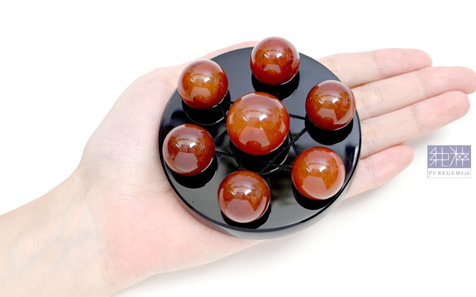 頂級天然濃郁紅兔毛髮晶黑曜盤七星陣 髮晶,紅髮晶,紅兔毛髮晶,Quartz with Inclusions