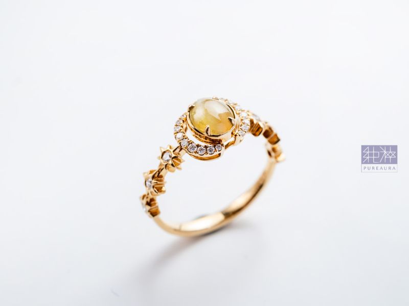 直播-頂級天然 Honey Color 蜜糖貓眼金綠玉18K金鑽石戒(附證書) Honey Color、蜜糖、貓眼、金綠玉、18K金、鑽石、戒指、附證書