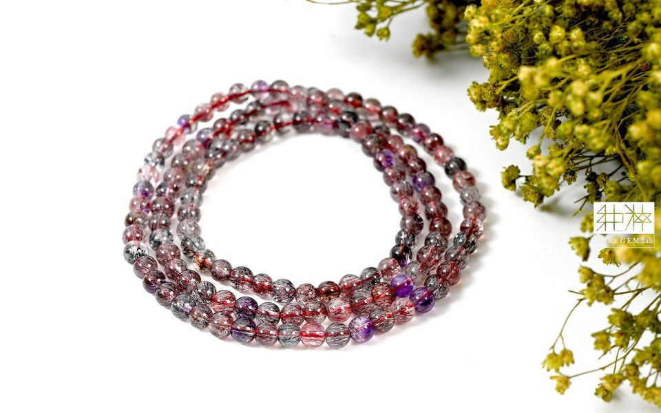 頂級天然彩煙花超七三圈手珠 紫水晶,Amethyst,超七,Suber Seven,超七草莓,超七骨幹,三輪骨幹水晶,煙花超七,紫超七,黑超七,紅超七,毒液彼岸花水晶