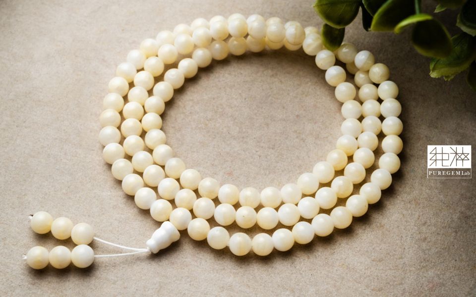 頂級殊勝金黃玉化硨磲108念珠 硨磲,金線硨磲,腰纏萬貫,玉化硨磲,金黃硨磲,一線天