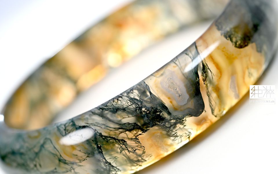 頂級天然草入瑪瑙藝術感手鐲 瑪瑙,玉髓,山水瑪瑙,草入瑪瑙