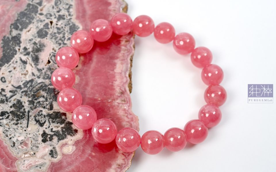 頂級阿根廷產地全玉化紅紋石手珠 紅紋石,菱錳礦,印加玫瑰