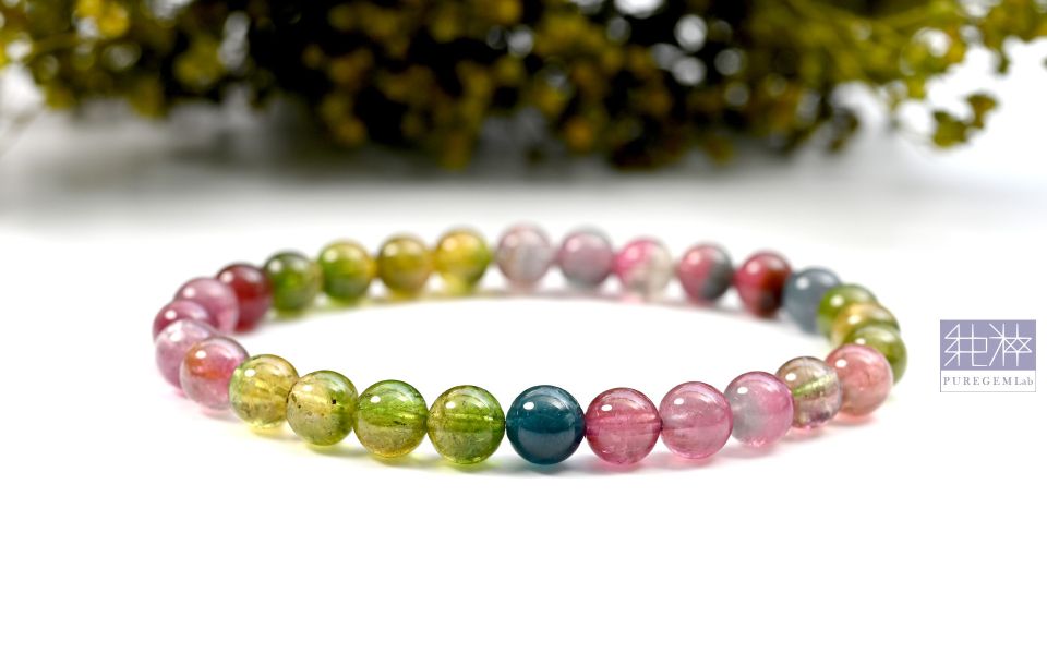 站長私藏 / 頂級老料雙色碧璽手珠 碧璽,電氣石,Tourmaline,帕拉伊巴藍碧璽,Rubylite,紅寶碧璽