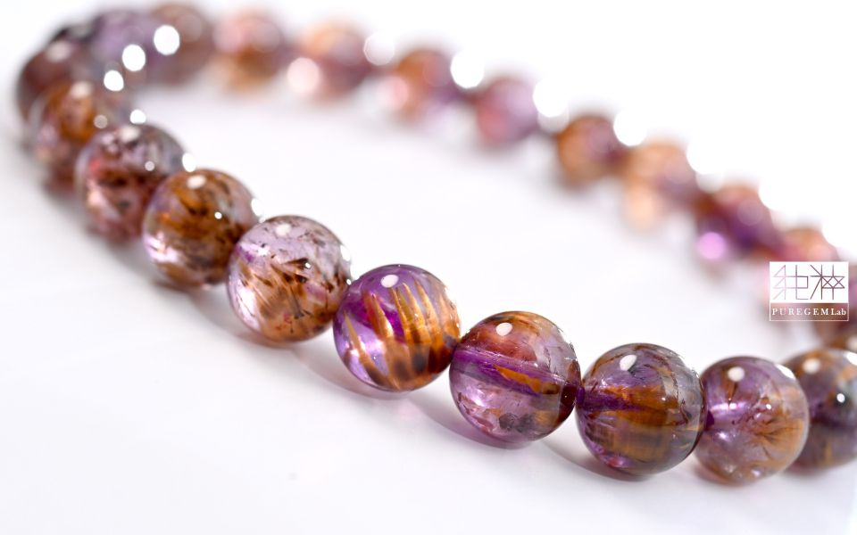 最高級數 / 頂級淨透濃郁紫鈦晶招貴人手珠 紫鈦水晶,Cacoxenite,Amethyst,Goethite