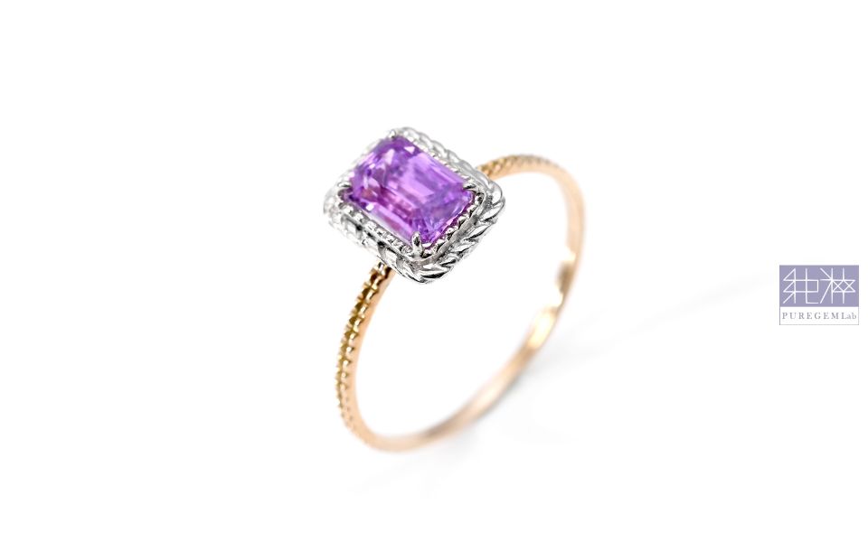 CGL證 / 頂級天然無燒紫羅蘭藍寶石雙色18K金戒 藍寶石,紅寶石,剛玉,彩色藍寶石,彩色剛玉,帕帕拉恰,黃色藍寶石、紫色藍寶石、綠色藍寶石 Corundum,Sapphire,Ruby,Padparadscha Sapphire,Fancy Sapphires