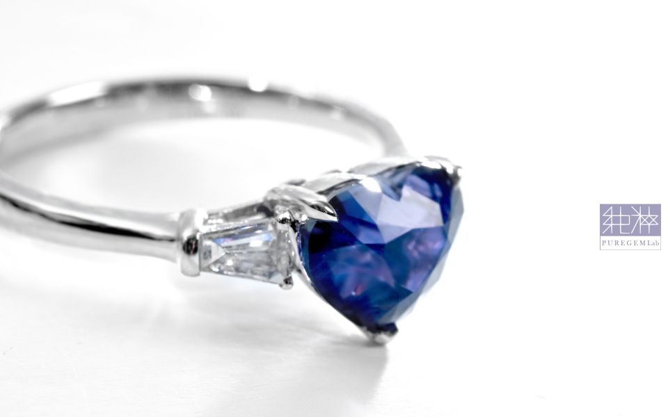 AIGS 產地大證 / 頂級天然斯里蘭卡無燒皇家藍藍寶石愛心琢型18K金真鑽戒 藍寶石,Sapphire,剛玉,corundum,星光藍寶石