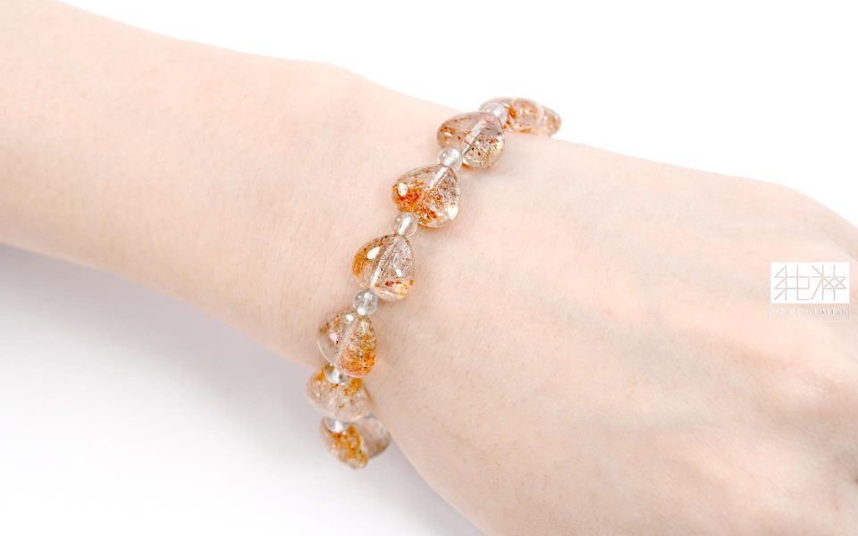 頂級天然綠晶體阿魯沙太陽石愛心手串 太陽石、日光石 Sunstone、阿魯沙太陽石、奧勒岡日光石