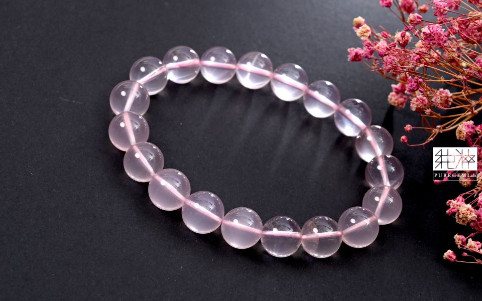 頂級淨透巴西星光粉晶手珠 粉晶,冰種粉晶,星光粉晶,芙蓉水晶,薔薇石英,玫瑰石英,玫瑰晶,Rose Quartz