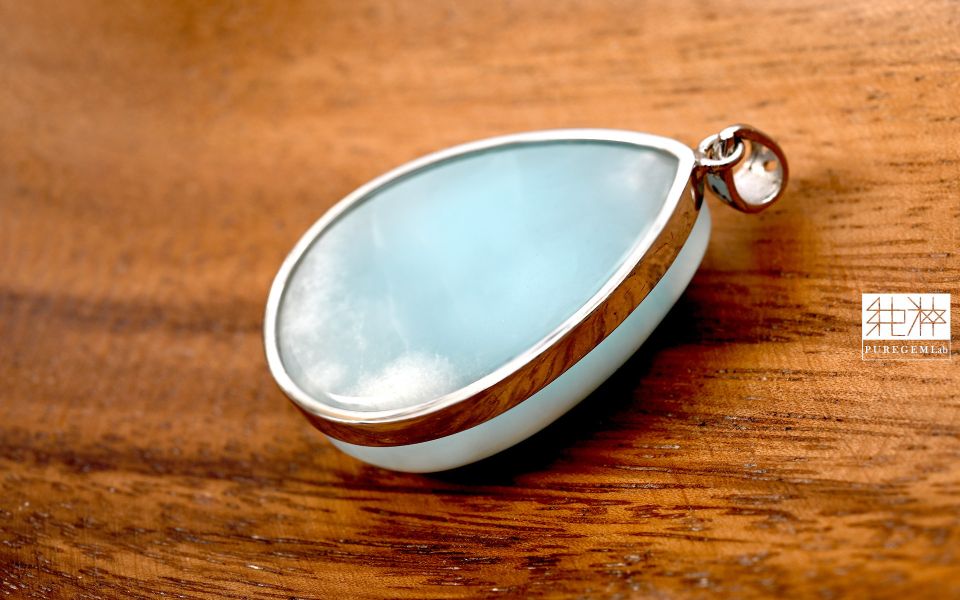 頂級濃郁全玉化拉利瑪純銀墜 拉利瑪,海紋石,Larimar,藍色針鈉鈣石,多明尼加共和國,亞特蘭提斯之石