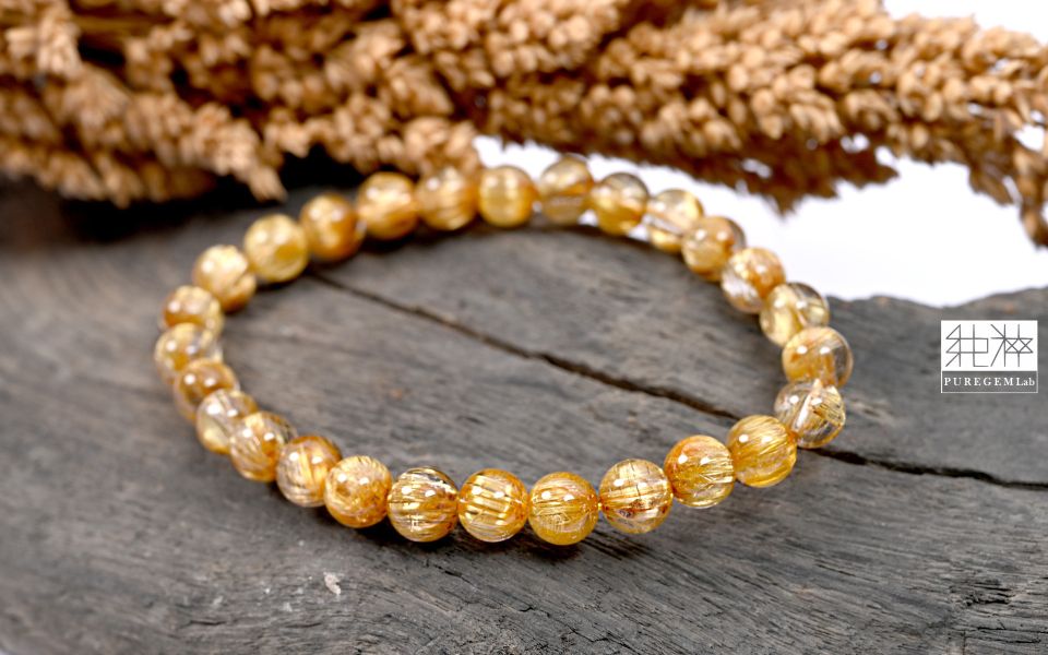 站長私藏 / 頂端淨體順向粗版閃貓眼金黃鈦晶手珠 鈦晶