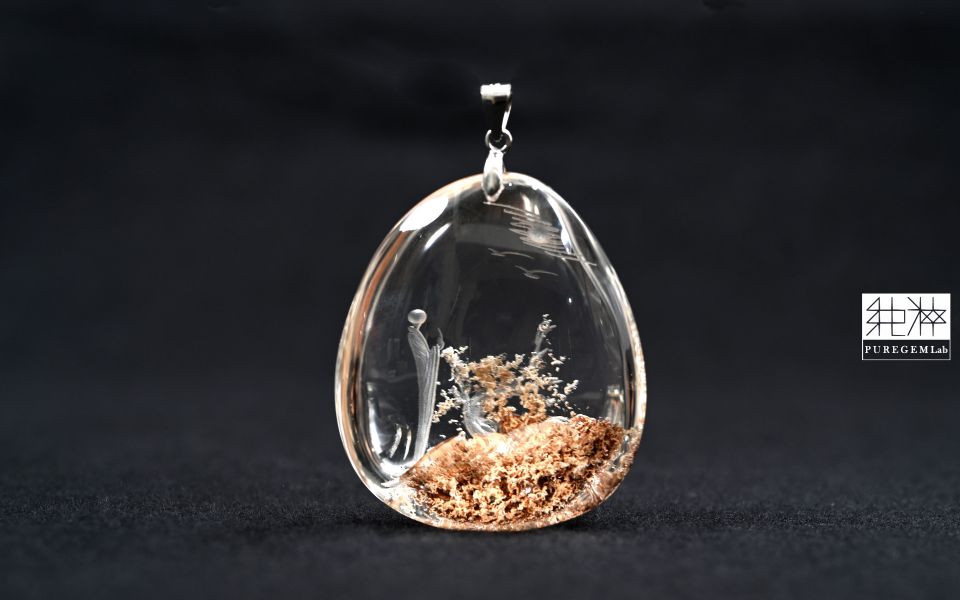 純粹寶石實驗室認證 / 頂端極淨體精細工藝金棕色幽靈無相悟道佛墜 幽靈水晶,幻影水晶,異象水晶,綠幽靈,紅幽靈,白幽靈,金字塔 Phantom Crystal、Ghost Crystal