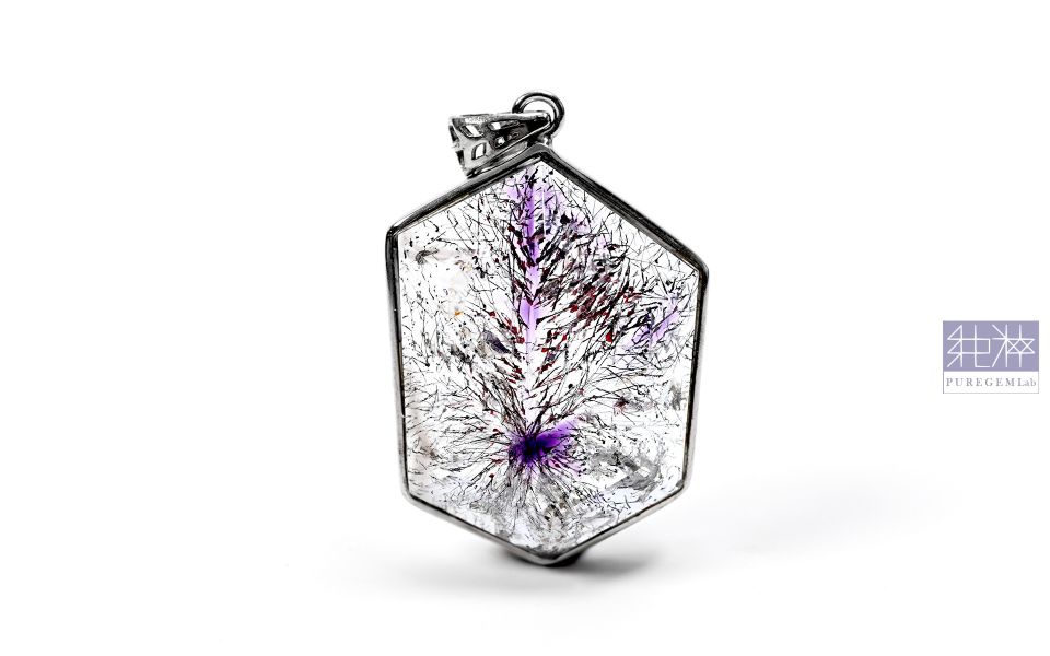 頂級特殊切割稀有紫超七閃爍純銀墜 紫水晶,Amethyst,超七,Suber Seven,超七草莓,超七骨幹,三輪骨幹水晶,煙花超七,紫超七,黑超七,紅超七,毒液彼岸花水晶