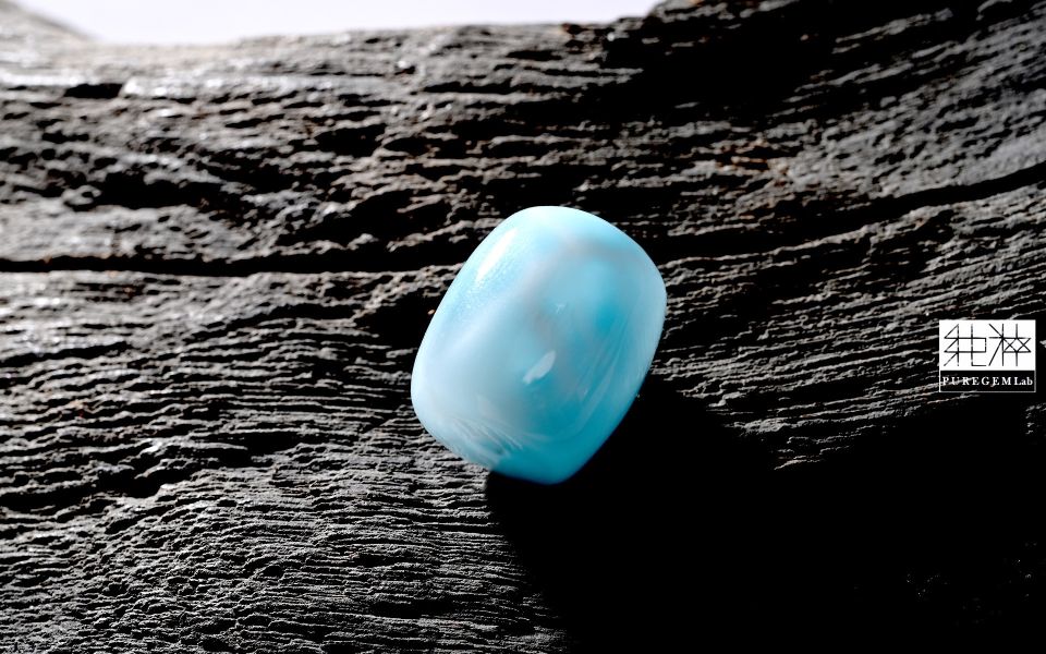 頂級透光玉化海洋拉利瑪桶珠 拉利瑪,Larimar,海紋石