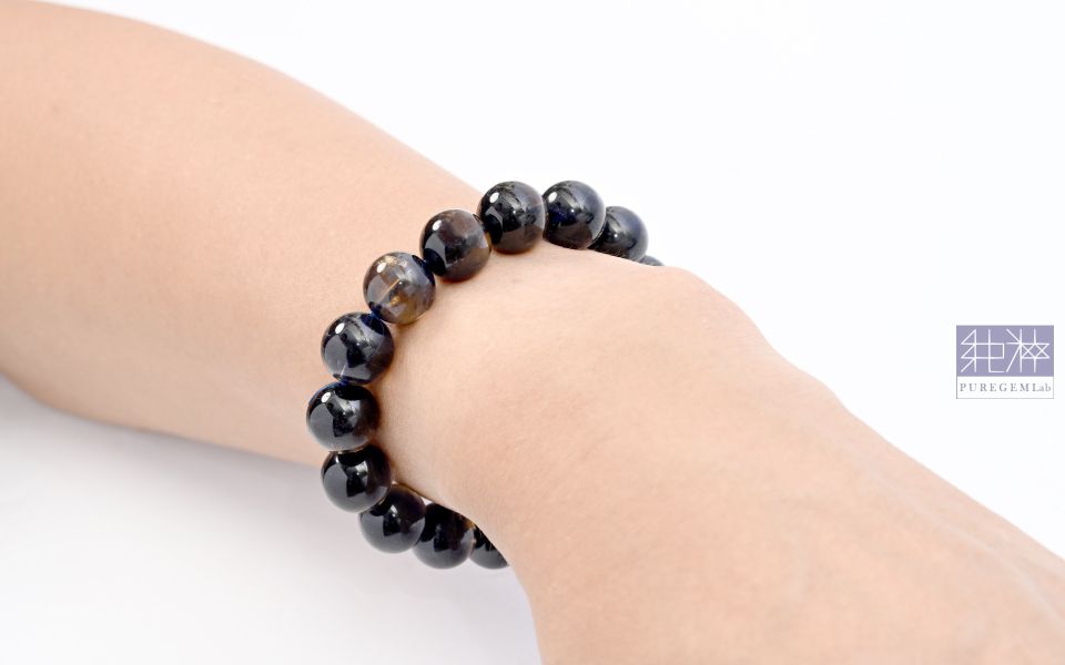 最高級別 / 頂級藍紫黃交織堇青石13mm手珠 堇青石,二色性