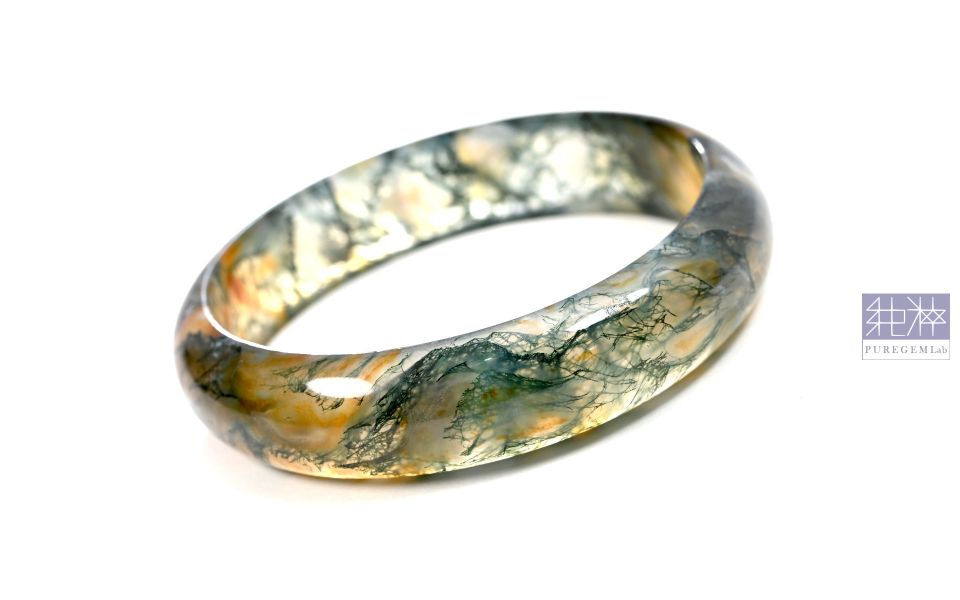 頂級天然草入瑪瑙藝術感手鐲 瑪瑙,玉髓,山水瑪瑙,草入瑪瑙