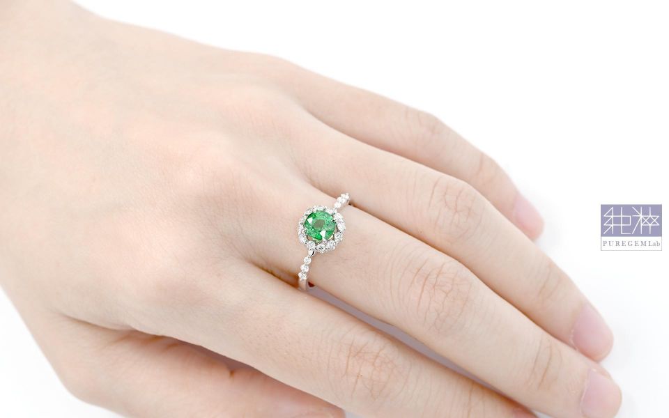 CGRL證 / 頂級天然稀有 Amazon Green 沙佛萊石18K金鑽石戒 沙弗萊石,Tsavorite