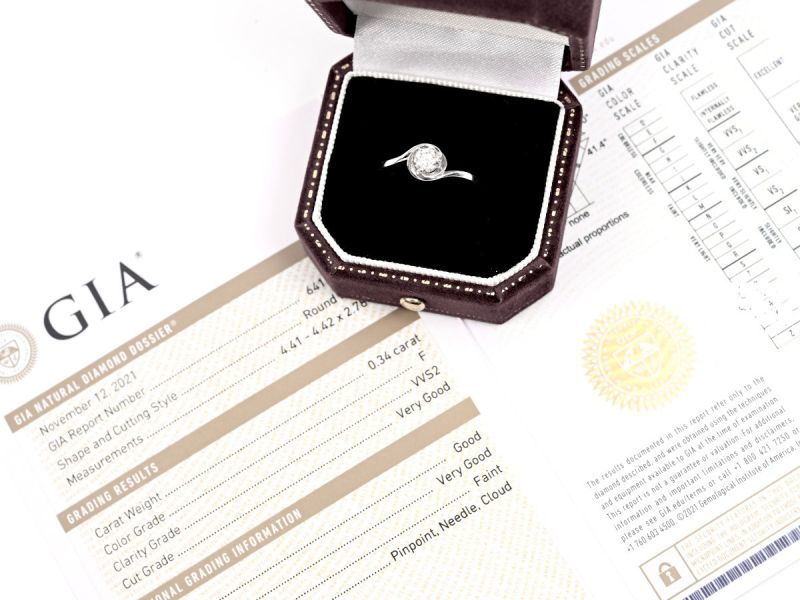 直播場 - GIA證 / 頂級天然 0.34ct 白鑽 F-VVS2 圓明亮琢型14K金鑽石戒 GIA證、白鑽、14K金、鑽石戒
