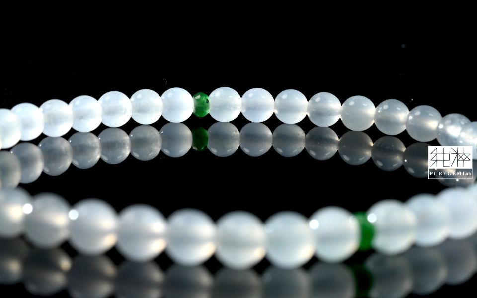 純粹寶石實驗室認證 / 頂級天然A貨正冰種白翡手珠 翡翠,玉,硬玉,jade,紫翡,黃翡,紅翡,陽綠,老坑,冰種,手鐲,平安扣,無事牌,緬甸,A貨