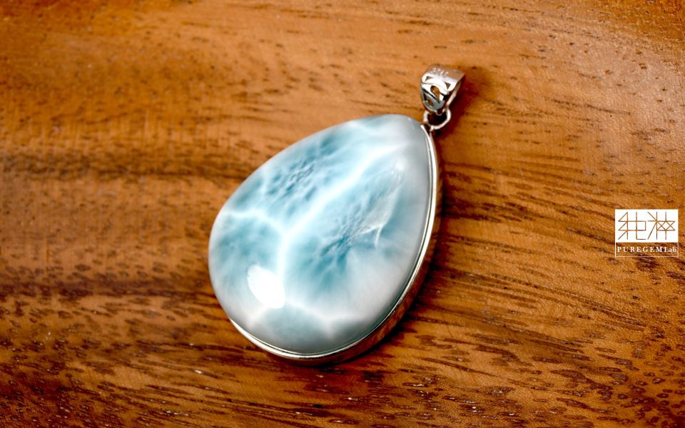 頂級濃郁全玉化拉利瑪純銀墜 拉利瑪,海紋石,Larimar,藍色針鈉鈣石,多明尼加共和國,亞特蘭提斯之石