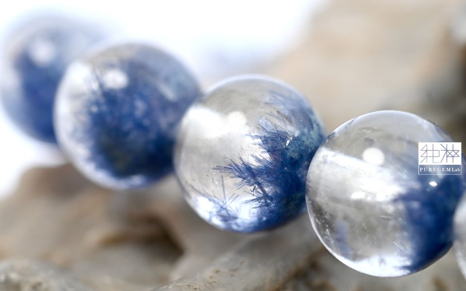 頂端稀少靛藍色藍線石聚寶盆水晶手珠 藍線石,藍線石水晶,藍髮晶,Dumortierite