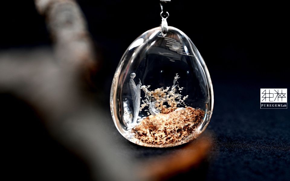 純粹寶石實驗室認證 / 頂端極淨體精細工藝金棕色幽靈無相悟道佛墜 幽靈水晶,幻影水晶,異象水晶,綠幽靈,紅幽靈,白幽靈,金字塔 Phantom Crystal、Ghost Crystal