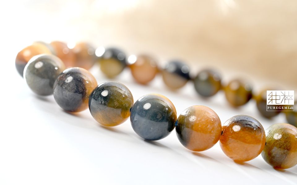 頂級天然雙色黃藍帶星光寶石手珠 藍寶石,紅寶石,剛玉,彩色藍寶石,彩色剛玉,帕帕拉恰,黃色藍寶石、紫色藍寶石、綠色藍寶石 Corundum,Sapphire,Ruby,Padparadscha Sapphire,Fancy Sapphires