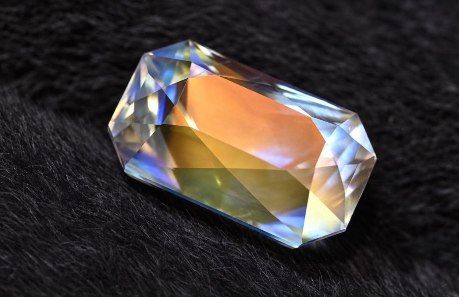 頂級馬達加斯加月光石矩形琢型裸石 4.03ct 