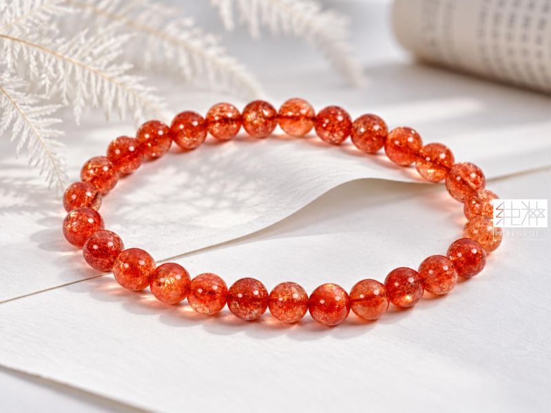 最高級數頂級淨體濃郁太陽石手珠 太陽石、日光石 Sunstone、阿魯沙太陽石、奧勒岡日光石