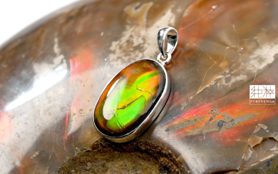 頂級彩斑菊石純銀墜 馬達加斯加彩斑菊石,菊石,彩斑菊石