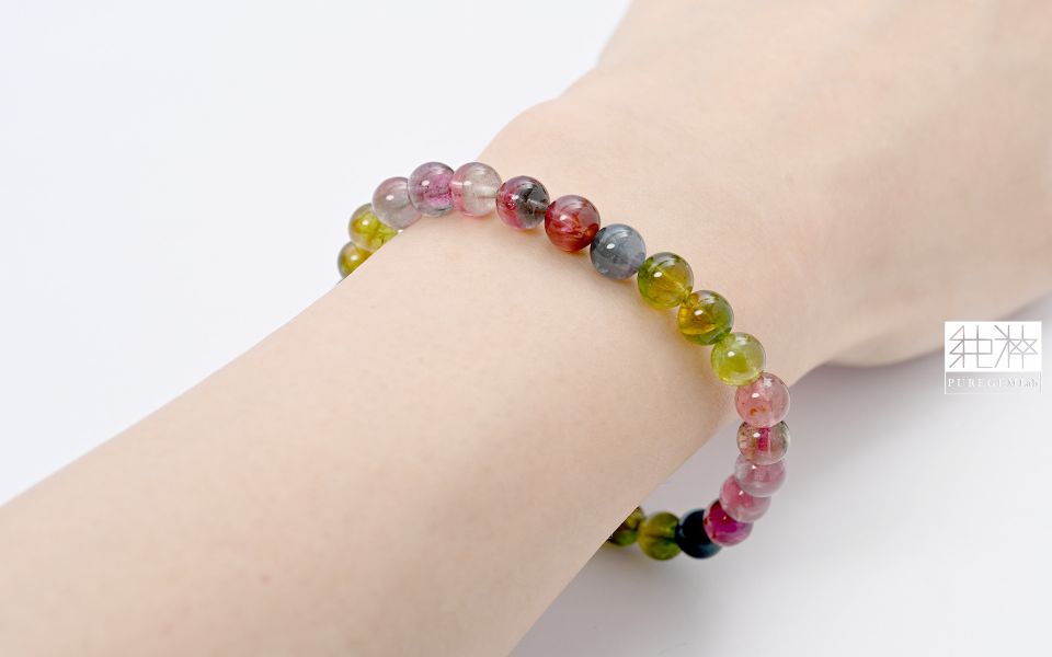 站長私藏 / 頂級老料雙色碧璽手珠 碧璽,電氣石,Tourmaline,帕拉伊巴藍碧璽,Rubylite,紅寶碧璽