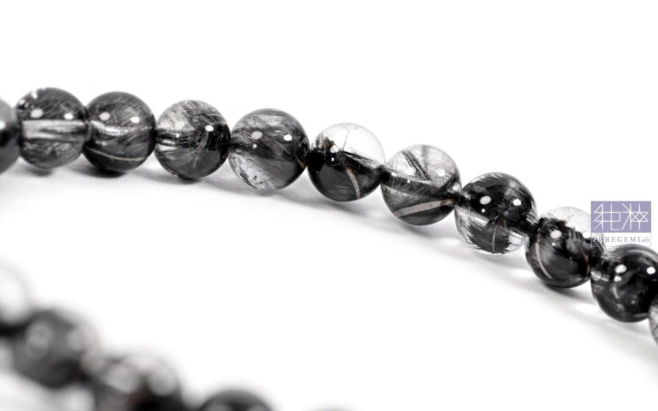 頂級天然黑銀鈦手珠 黑銀鈦水晶,Quartz with Inclusions
