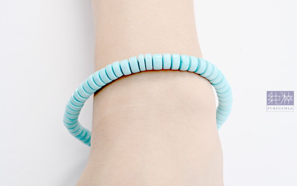 最高級數 / 頂級天然高瓷度天空藍湖北綠松石手鍊 綠松石,土耳其石,高瓷松石,鐵線松石,泡松石,Turquoise