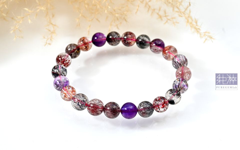 最高級別 / 頂級淨透版濃郁彩超七手珠 紫水晶,Amethyst,超七,Suber Seven,超七草莓,超七骨幹,三輪骨幹水晶,煙花超七,紫超七,黑超七,紅超七,毒液彼岸花水晶
