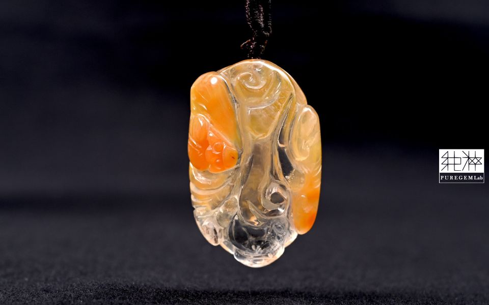 頂級天然黃兔毛福到如意墜 髮晶,黃髮晶,黃髮晶,黃兔毛髮晶,Quartz with Inclusions