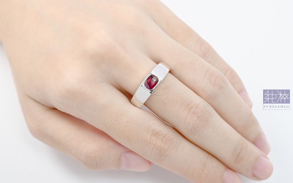GRC證 / 頂端天然無燒鴿血紅18K金簡約男戒 紅寶石,Ruby,剛玉,Corundum,無燒,鴿血紅,Pigeon Blood