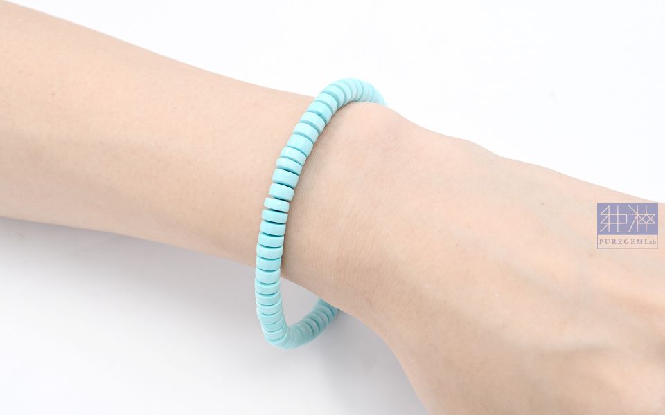 最高級數 / 頂級天然高瓷度天空藍湖北綠松石手鍊 綠松石,土耳其石,高瓷松石,鐵線松石,泡松石,Turquoise