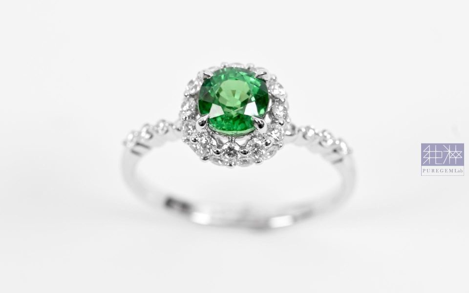 CGRL證 / 頂級天然稀有 Amazon Green 沙佛萊石18K金鑽石戒 沙弗萊石,Tsavorite