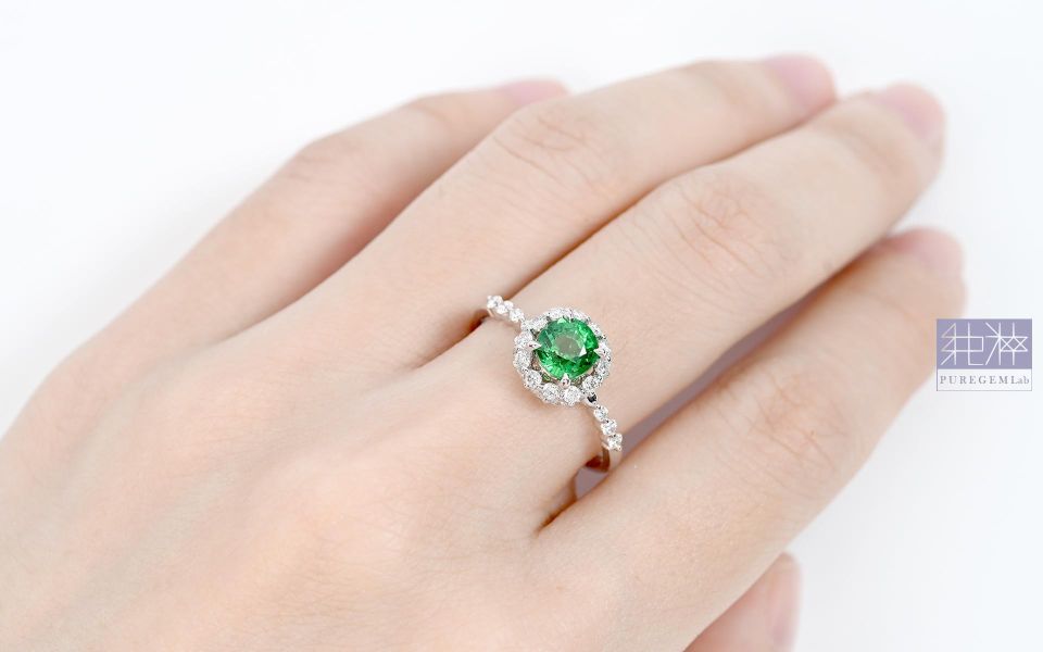 CGRL證 / 頂級天然稀有 Amazon Green 沙佛萊石18K金鑽石戒 沙弗萊石,Tsavorite