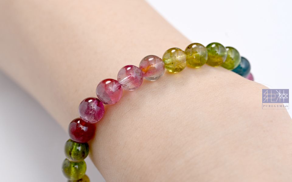 站長私藏 / 頂級老料雙色碧璽手珠 碧璽,電氣石,Tourmaline,帕拉伊巴藍碧璽,Rubylite,紅寶碧璽