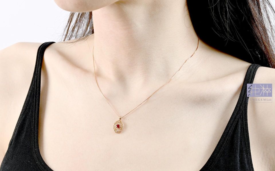 頂級天然古典精細掐絲工藝紅寶石真鑽18K金墜 紅寶石,Ruby,剛玉,Corundum