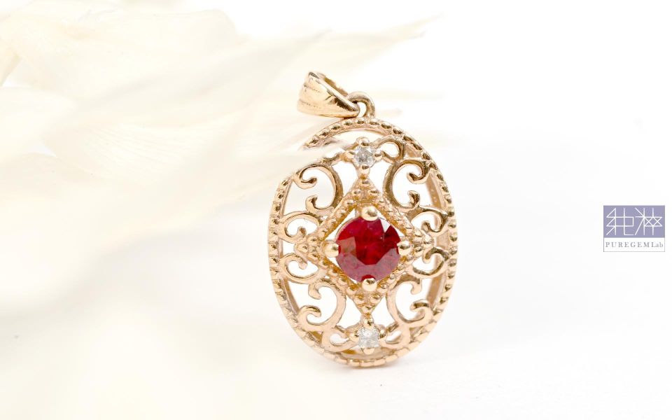 頂級天然古典精細掐絲工藝紅寶石真鑽18K金墜 紅寶石,Ruby,剛玉,Corundum