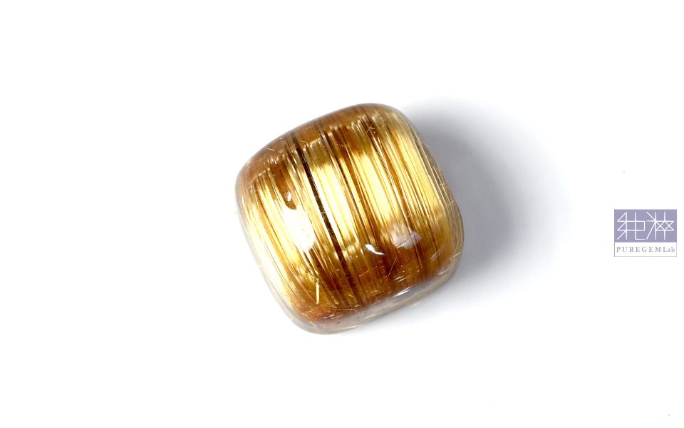 最高收藏級數 / 頂級粗版金黃順向貓眼鈦晶枕形裸石 鈦晶,Rutilated Quartz,金紅石,正財,偏財,避邪,水晶之王