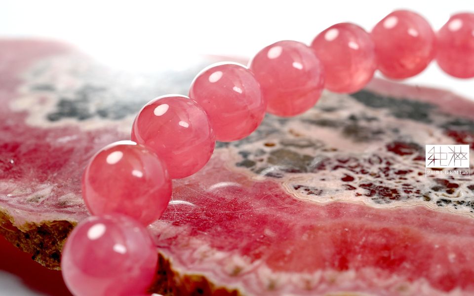 頂級阿根廷產地全玉化紅紋石手珠 紅紋石,菱錳礦,印加玫瑰
