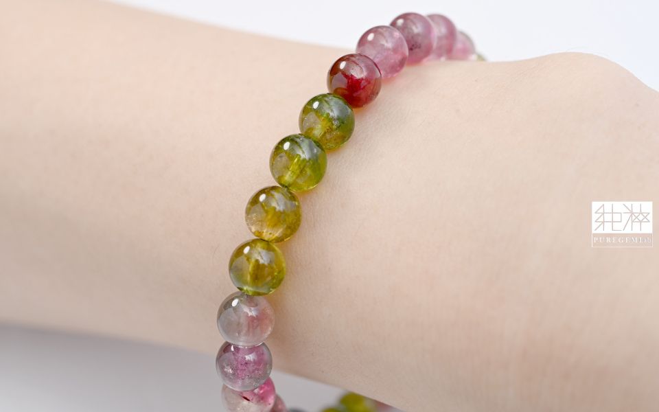 站長私藏 / 頂級老料雙色碧璽手珠 碧璽,電氣石,Tourmaline,帕拉伊巴藍碧璽,Rubylite,紅寶碧璽